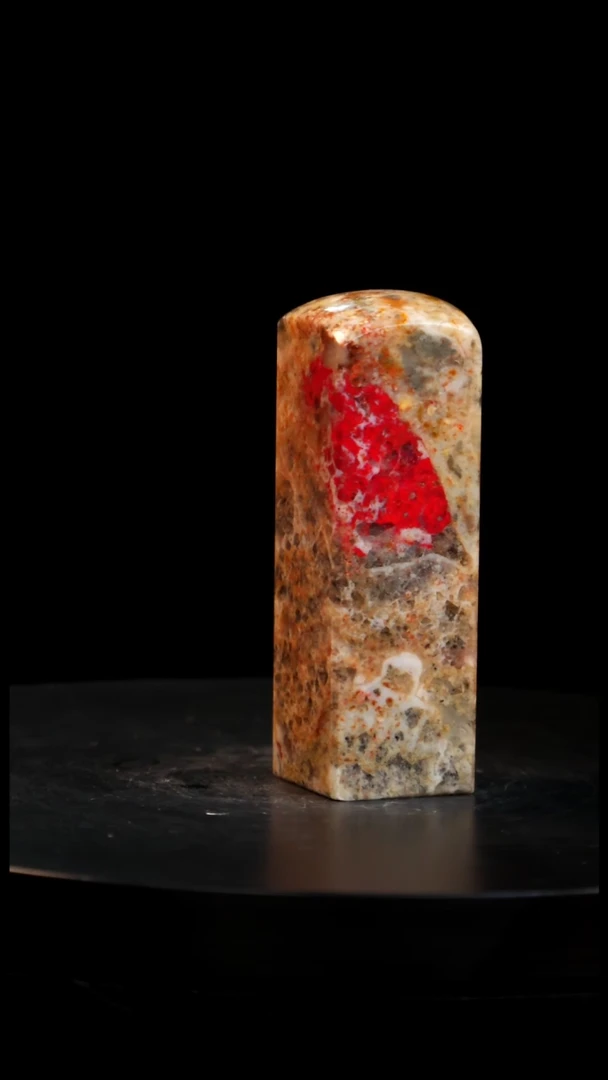 鸡血石刘关张印章