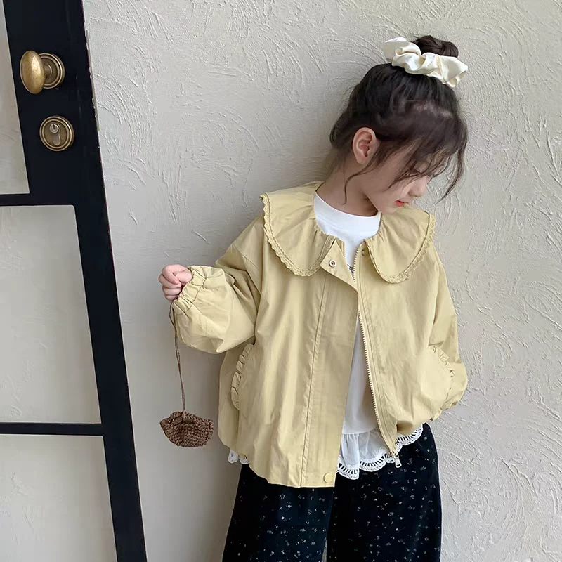 女童秋装外套2025新款洋气时髦女孩风衣设计感夹克春秋款儿童上衣
