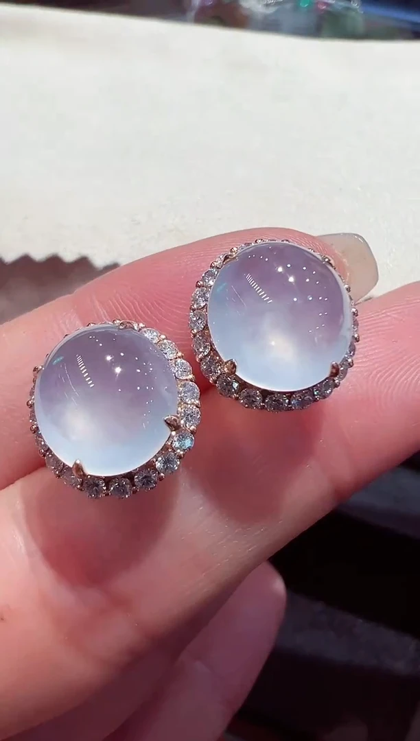 【闪购商品】翡翠耳钉18K金镶嵌翡翠耳钉