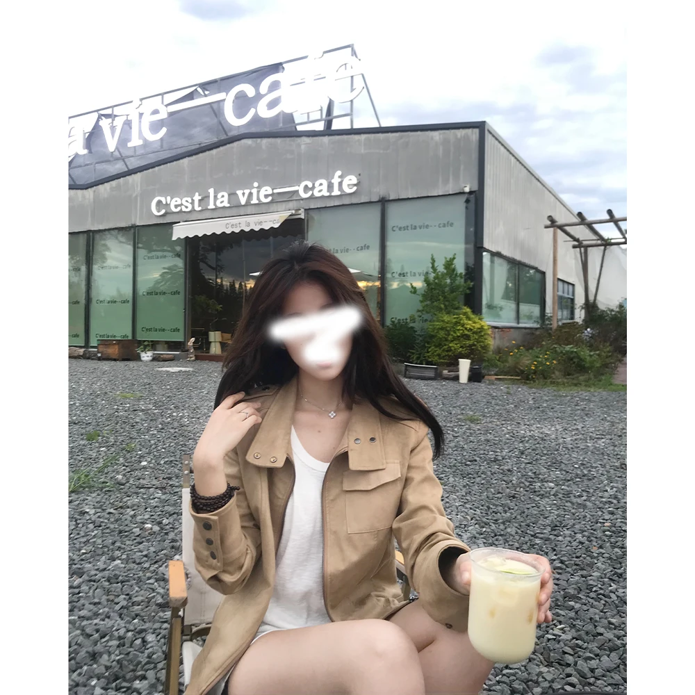 【国庆出游】美式复古短款设计夹克外套女早秋爆款时尚穿搭休闲上衣