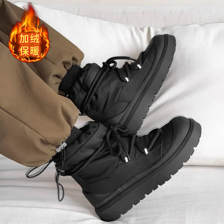 雪地靴男小众设计感户外登山鞋冬季加绒加厚保暖东北棉鞋马丁靴男