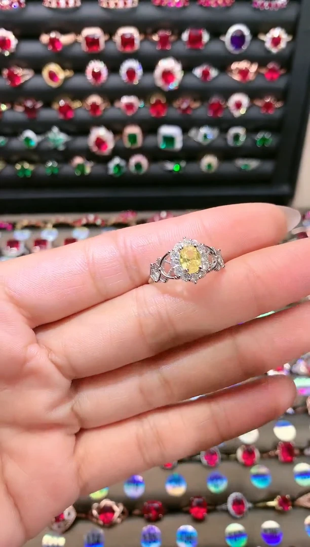 【闪购商品】水晶戒指银S925镶嵌1黄水晶