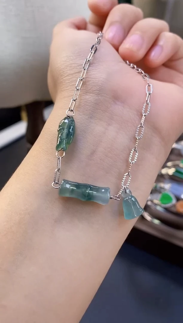 颈饰银S925镶嵌翡翠19465