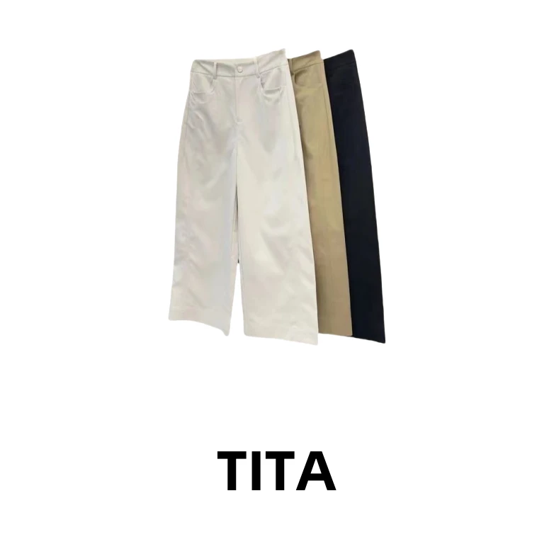 TITA 【贡缎棉】周迅同款时尚休闲百搭极简直筒宽松裤 JM5176