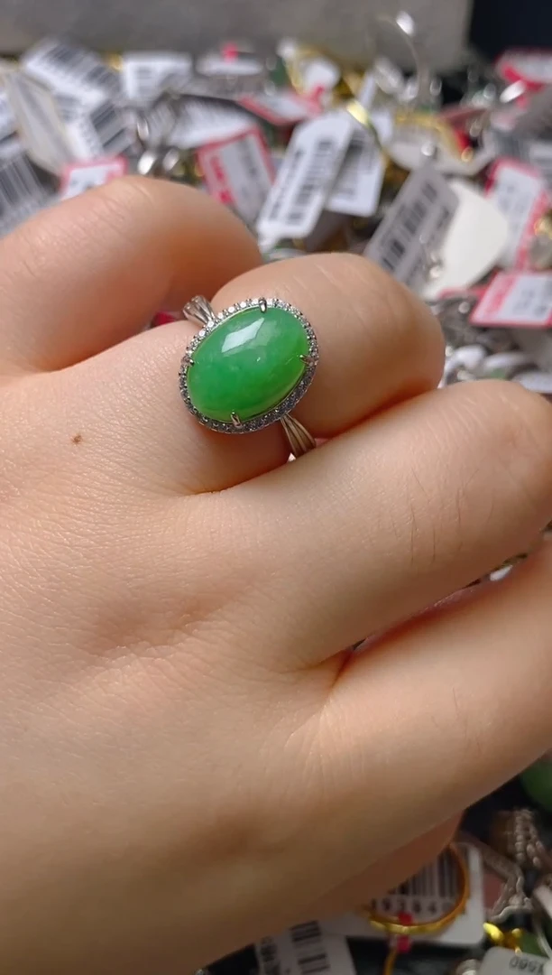银S925镶嵌戒指翡翠百内无证书