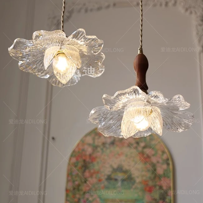 莲韵吊灯超仙过道阳台灯双层花朵灯纯天然树脂灯具LED三色入户