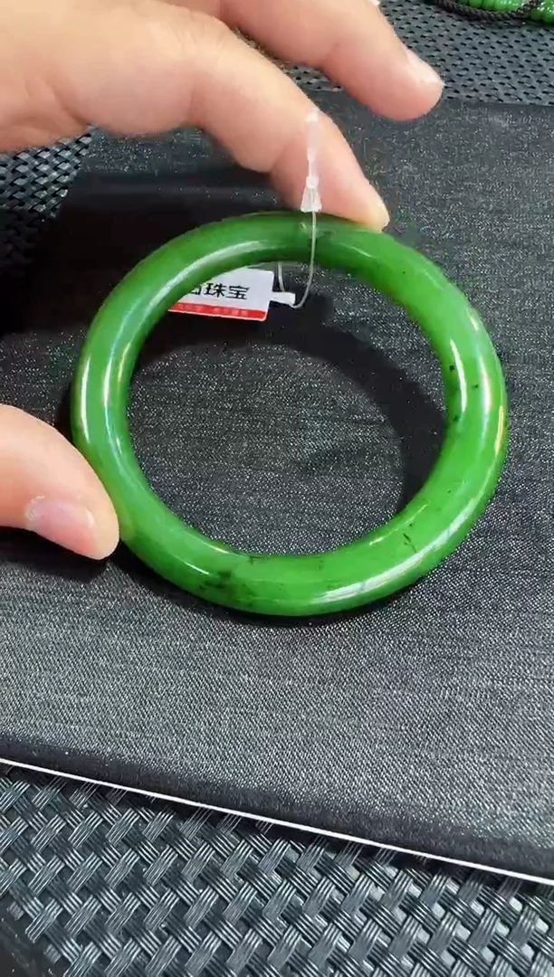 【闪购商品】和田玉（碧玉）冰底阳绿手镯未镶嵌约58.8mm圈口