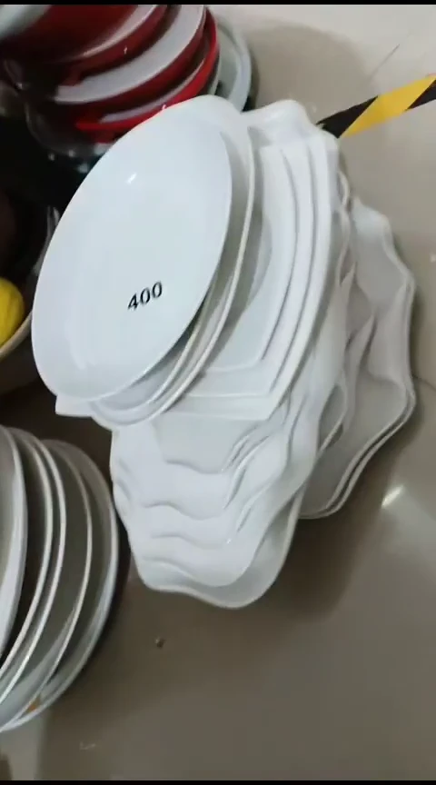 瓷400一摞白色异形盘子
