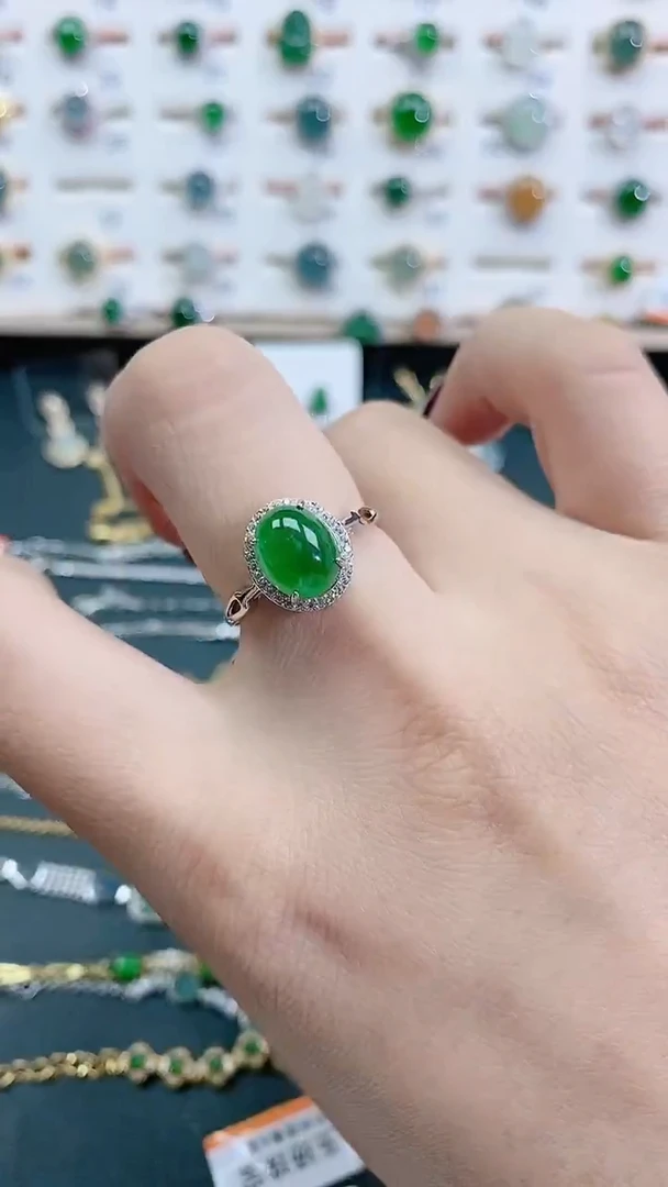 银S925镶嵌戒指翡翠天然翡翠