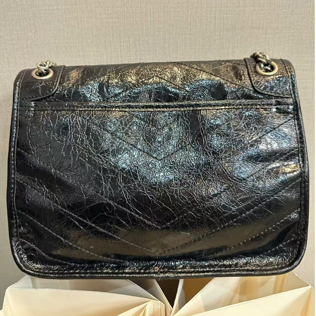 TOLEX2025新款百搭时尚女包邮差中黑色25cm