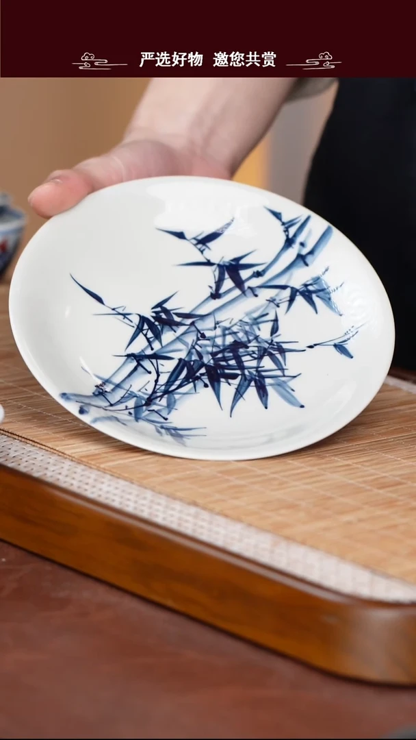 手工手绘青花茶盘