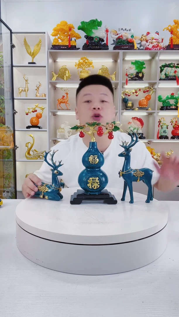 摆件蓝色福禄三件套摆件