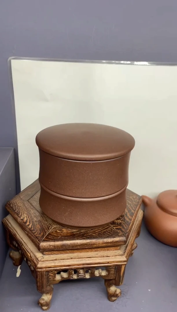 茶壶紫砂台西紫泥 竹节茶叶罐