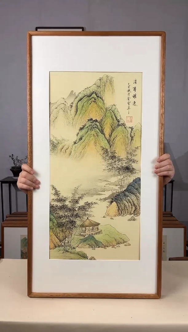 国画手绘*溪亭雅逸47*92cm带框发货
