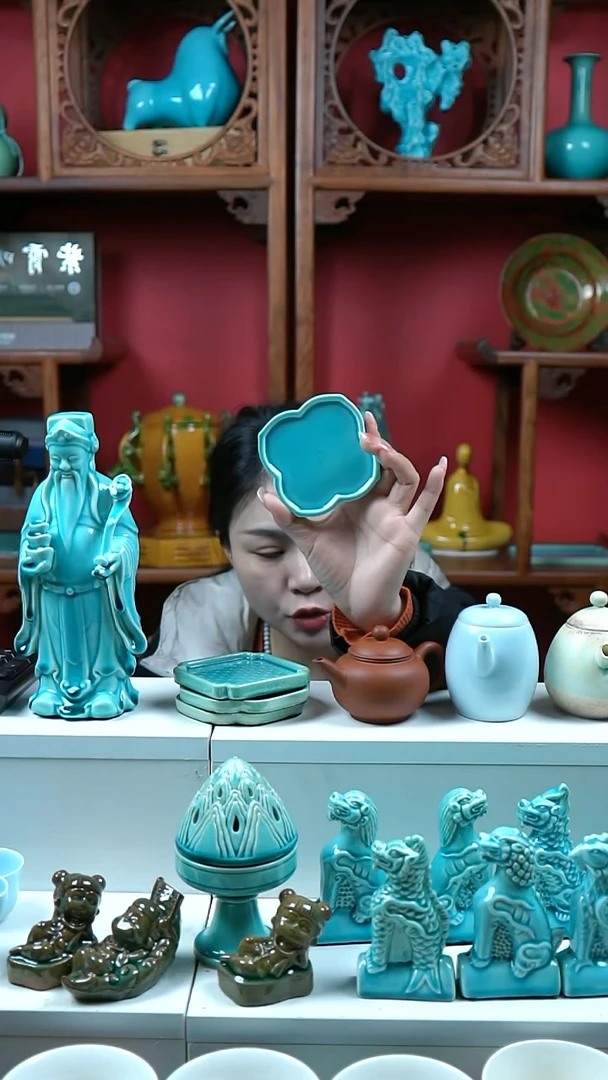 成品琉璃 武当官窑松瓷茶托 一件多样性发货