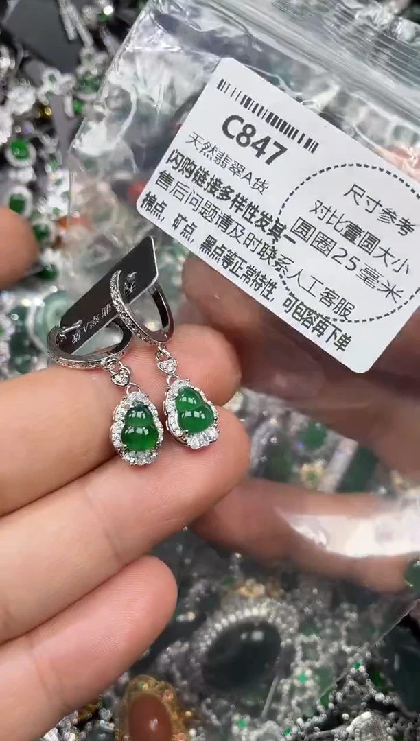 颈饰未镶嵌翡翠C847耳扣