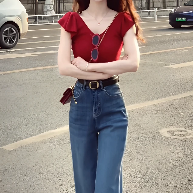 夏季法式套装网红洋气炸街女装高级感飞飞袖上衣设计感百搭裤子