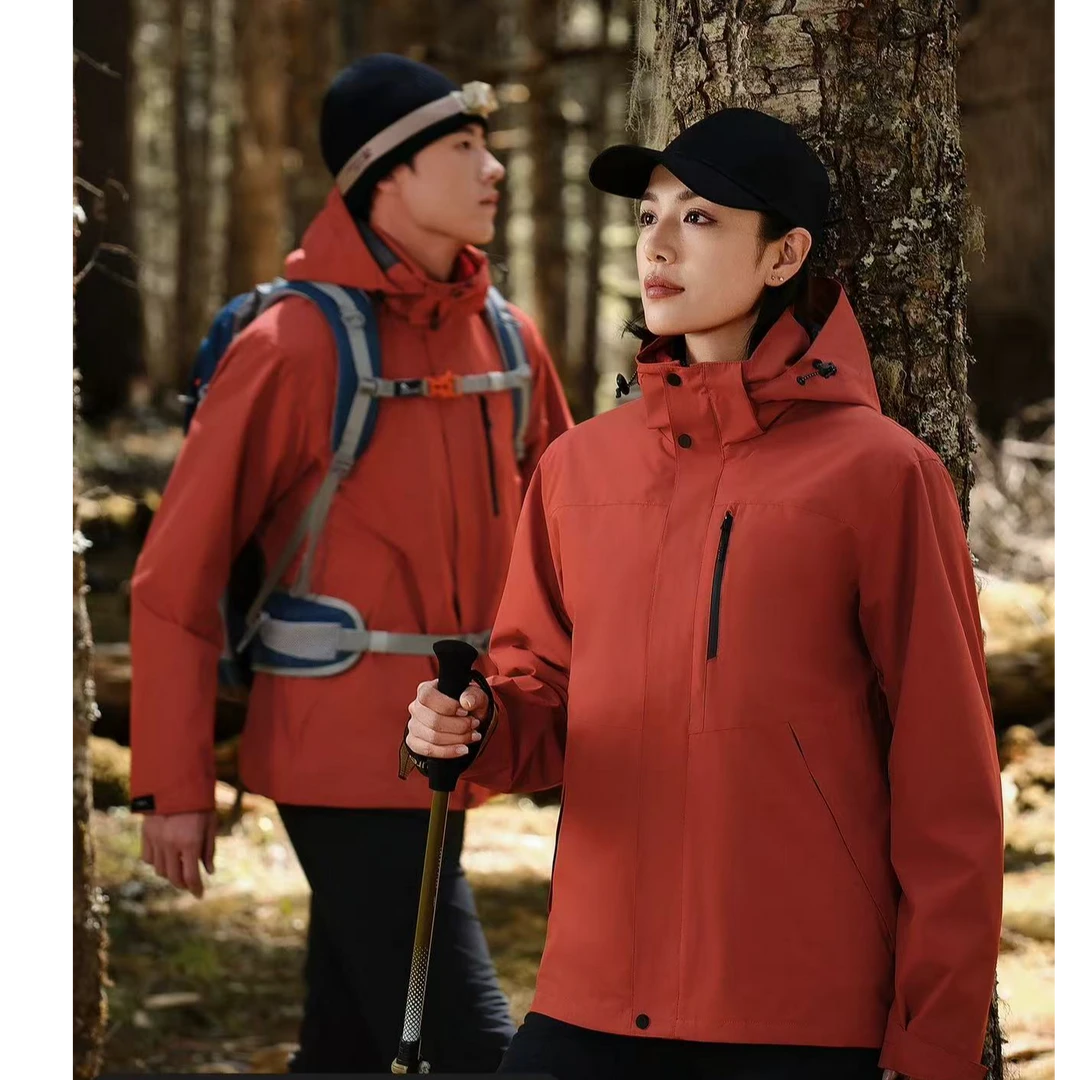 【特伦布朗】酒红色一体抓绒冲锋衣