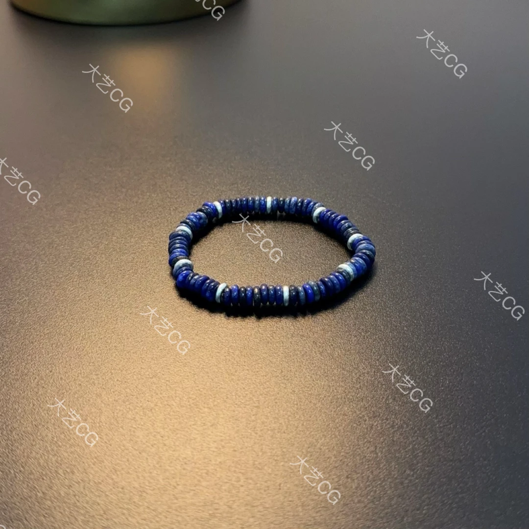 925银仿水晶手链 s925银蓝色棋盘珠手串弹力手链BRGlc 0243