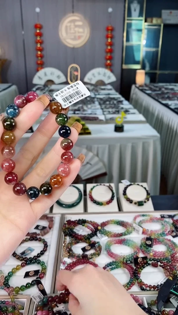 未镶嵌老矿碧玺色标单圈手串10mm+碧玺dan多样性发货一条