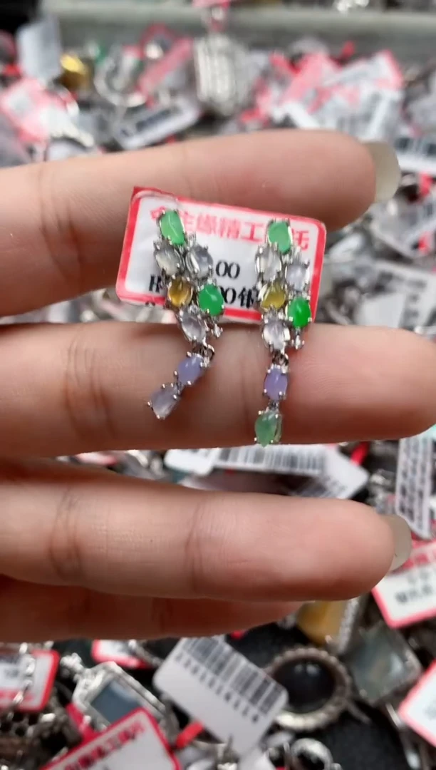 银S925镶嵌戒指翡翠天然A货缅甸翡翠