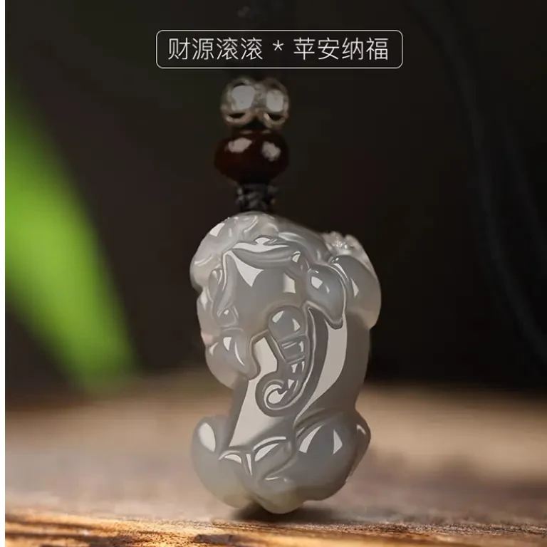 保真新疆和田玉烟紫霸王貔貅吊坠男女项链皮丘招财转运玉石挂件