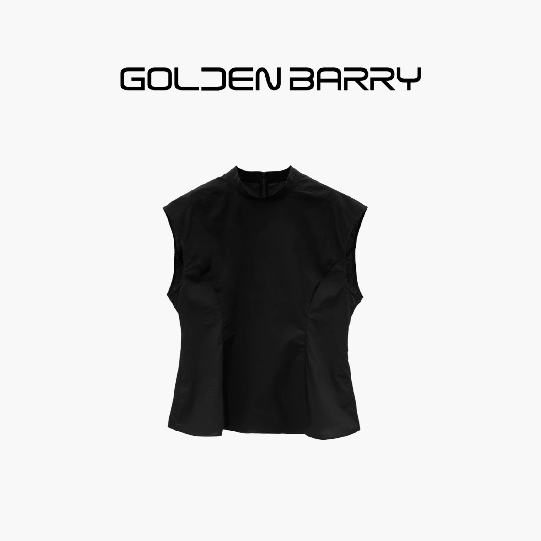 GOLDENBARRY【6.18】211058极简小立领圆领无袖衬衫
