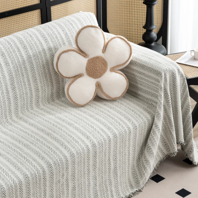 雪尼尔沙发巾人字纹防猫盖布四季通用防尘新中式沙发垫全盖套罩毯