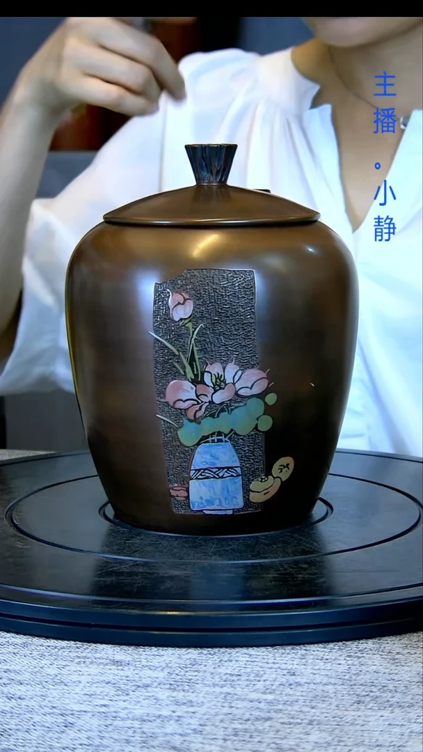 建水全手工紫陶茶罐精磨052