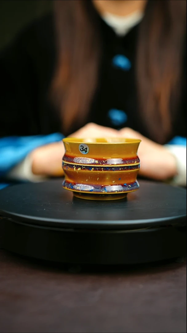 34#原矿钧瓷炉钧釉竹节杯