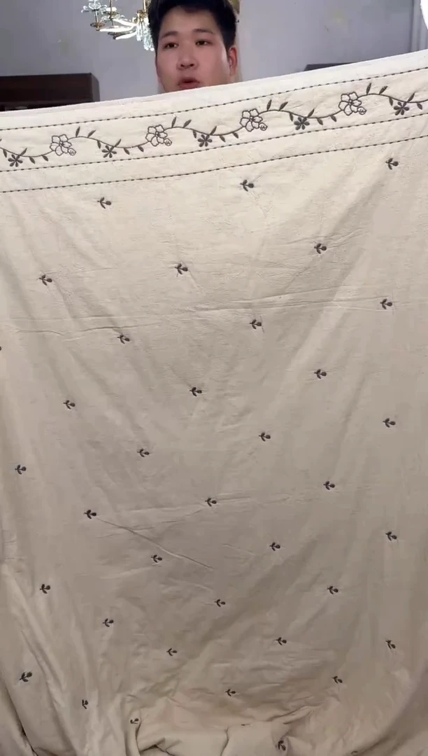 棉麻摩尔庄园230*250单床盖微瑕