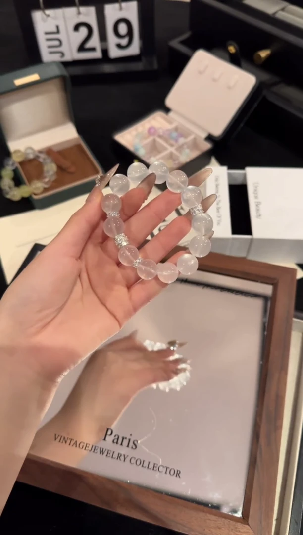 水晶手链合金奶白晶x2115