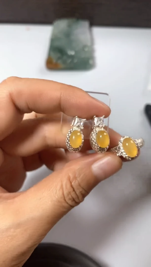 翡翠未镶嵌耳饰翡翠挂件吊坠-133