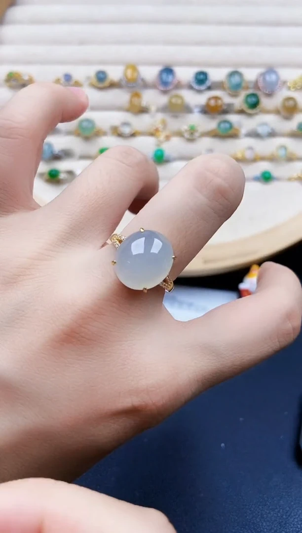 翡翠戒指银S925镶嵌12