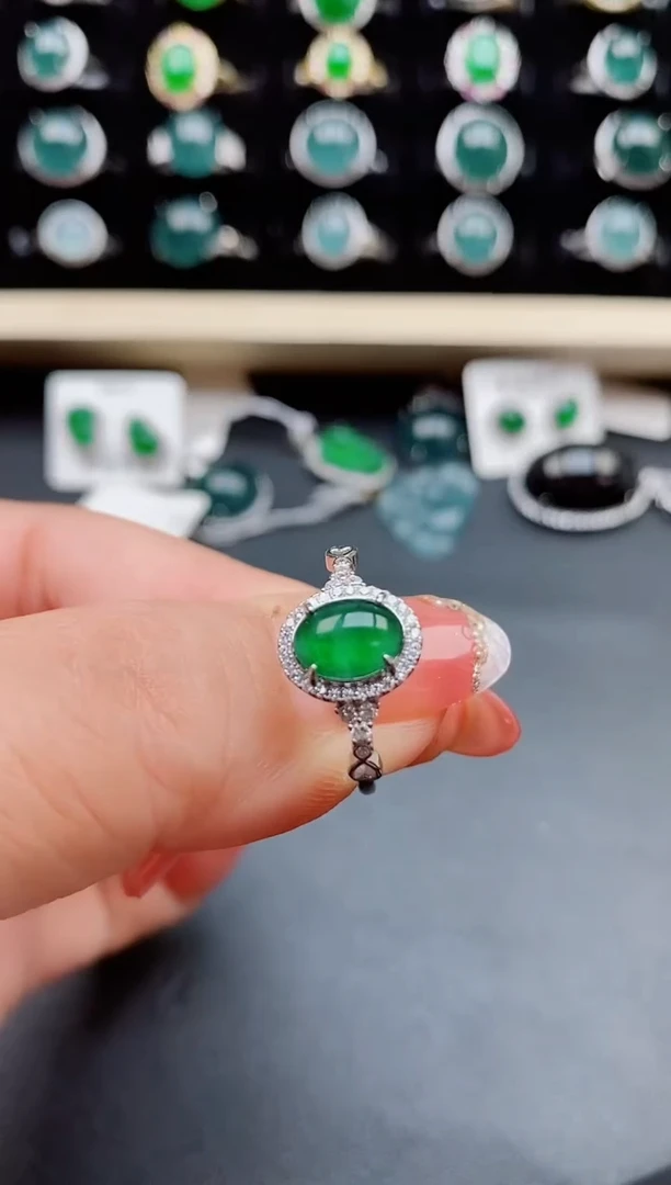 【闪购商品】翡翠戒指银S925镶嵌50800