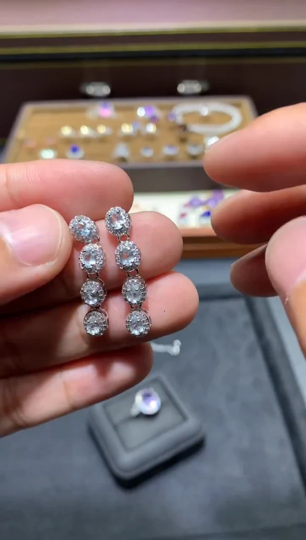 未镶嵌耳坠海蓝宝石Q103【多样性发其一】