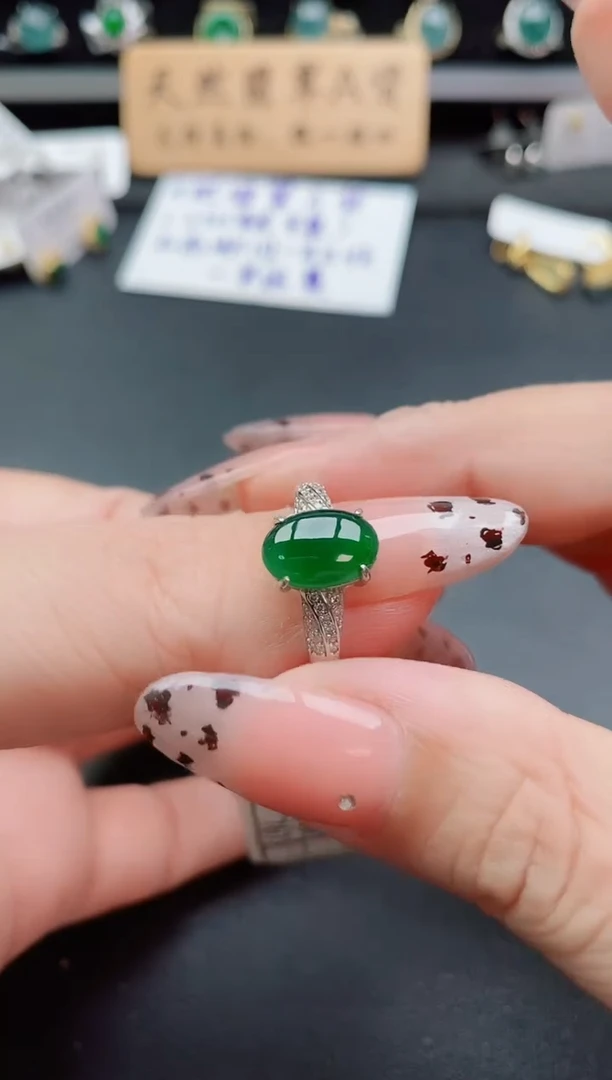 银S925镶嵌戒指翡翠1