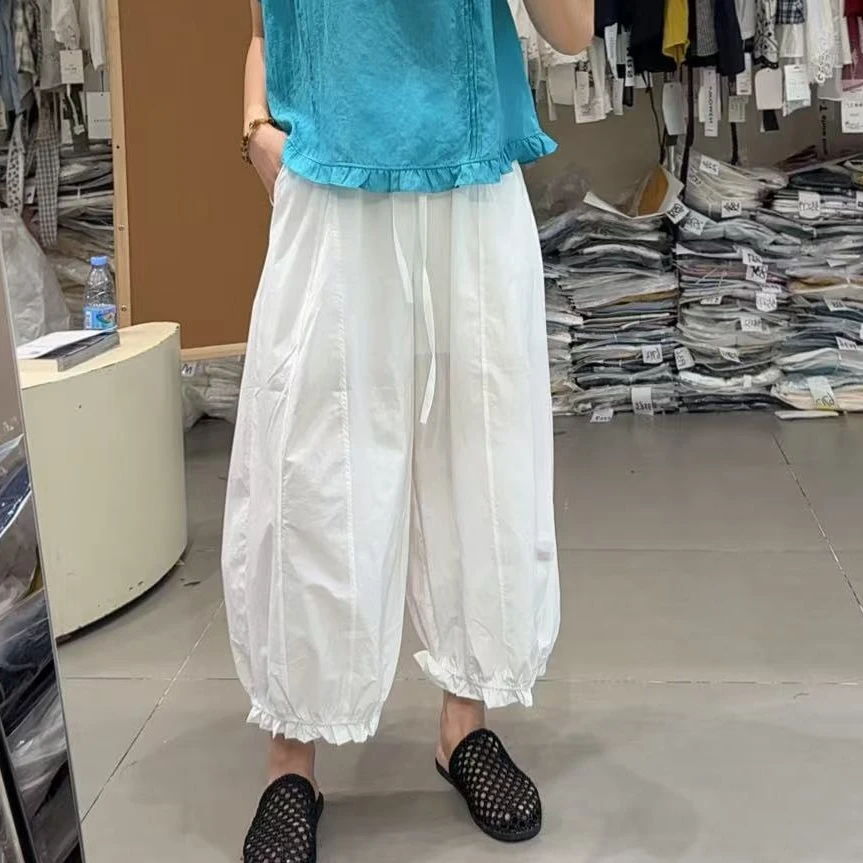 【洋洋精选】2025夏季新款百搭时尚简约气质速干微弹灯笼裤