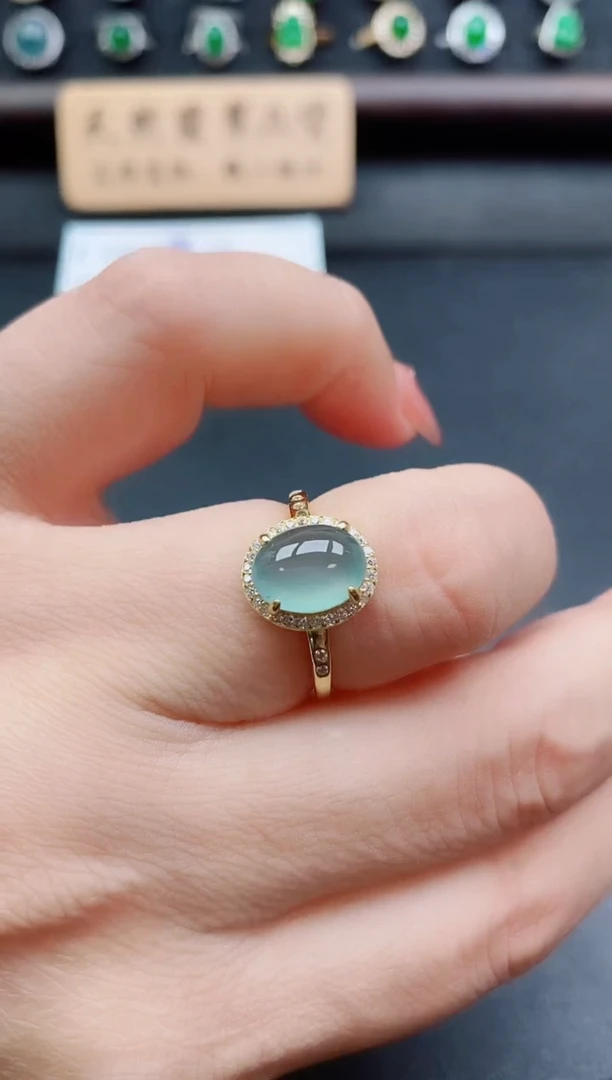 银S925镶嵌戒指翡翠1