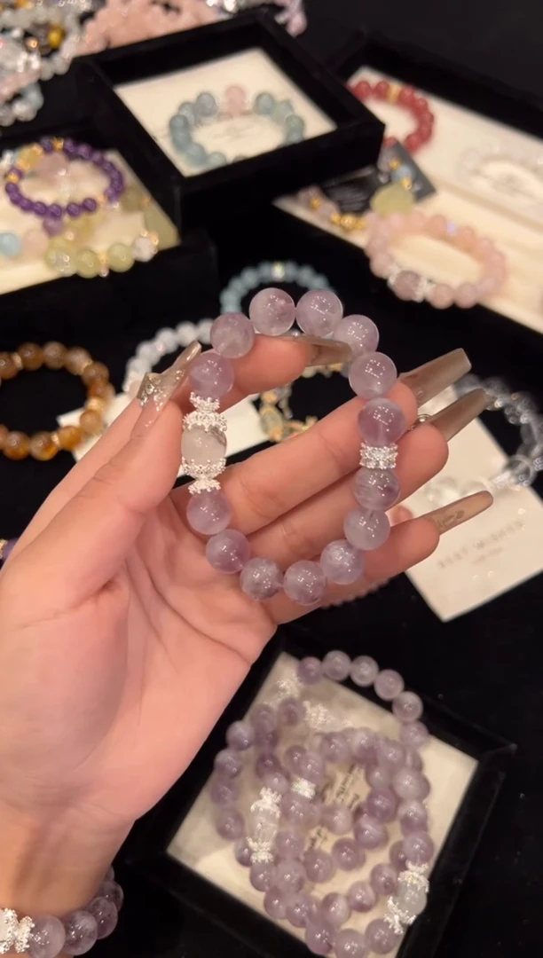 【闪购商品】水晶手链合金紫兔毛手链x1371