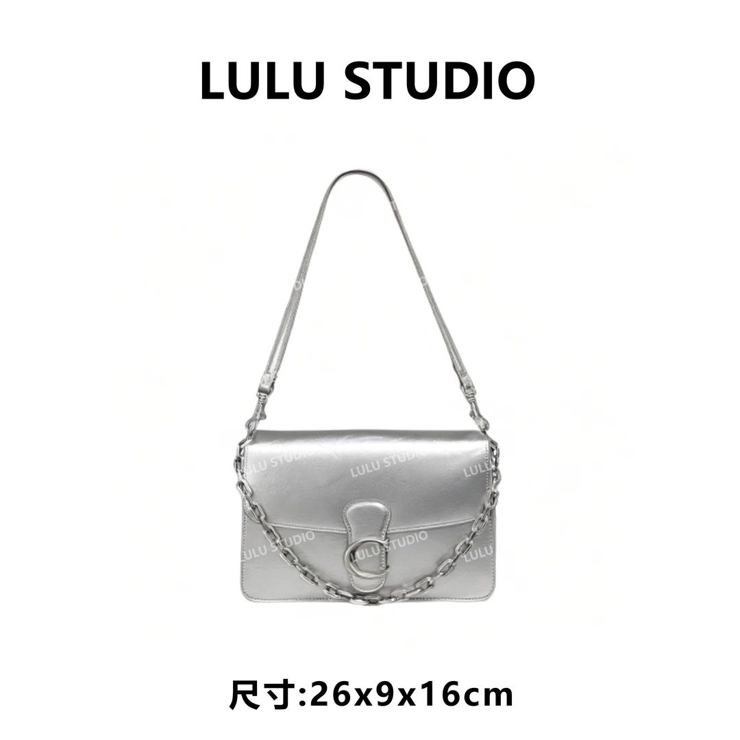 【LULU】SD-5166-2-古银RAIN.CUN气质时尚百搭简约斜跨轻奢女包