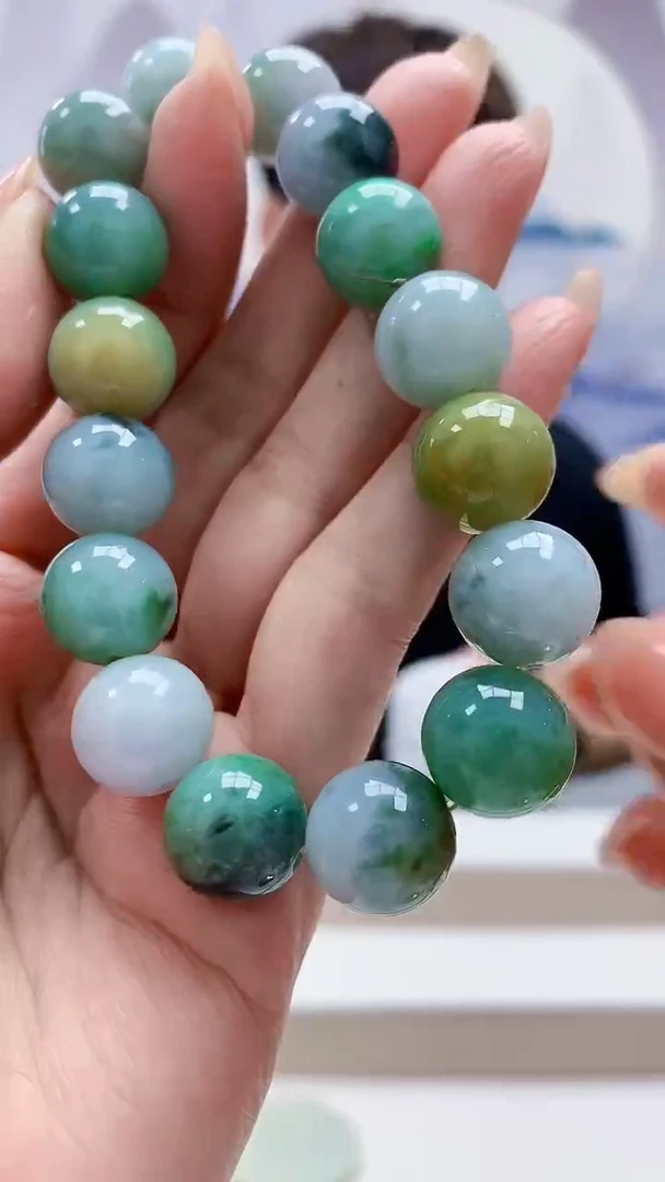 未镶嵌定制翡翠4868MM-毛货手串38