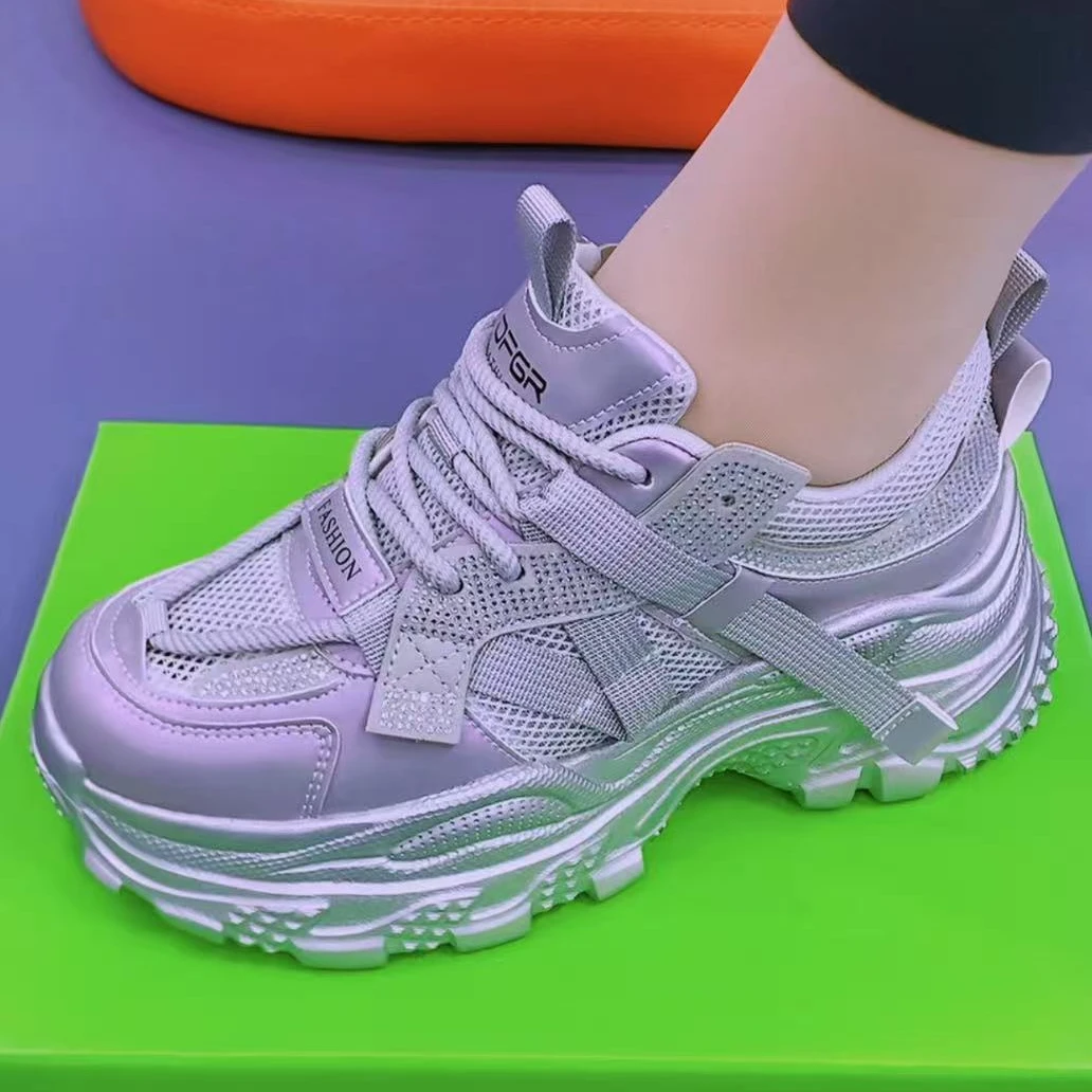 暴土熊【爆米花底】炫彩增高老爹鞋软底软面