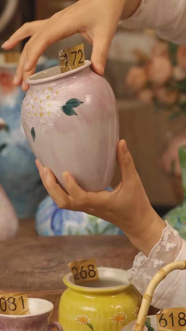 陶瓷景德镇设计师手作花器摆件侘寂风@M172@