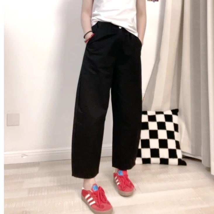 【100棉】日系休闲气球裤2025春夏新品九分锥形裤宽松显瘦萝卜裤