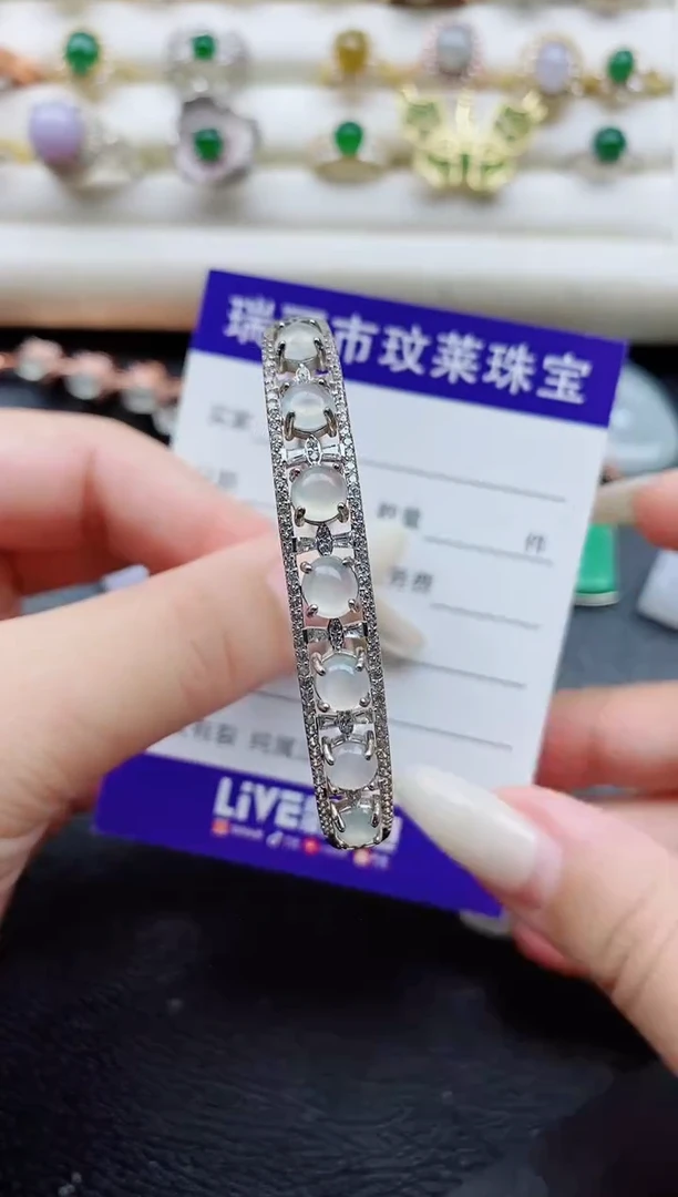 银S925镶嵌戒指翡翠1