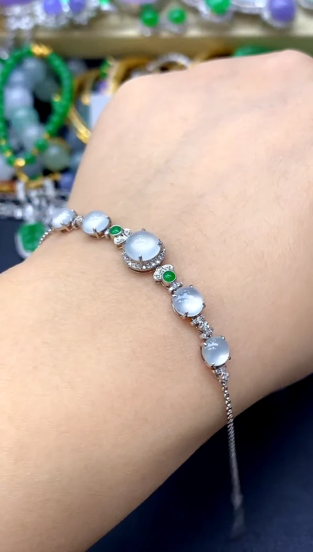 18K金镶嵌手链翡翠190-中国好珍宝