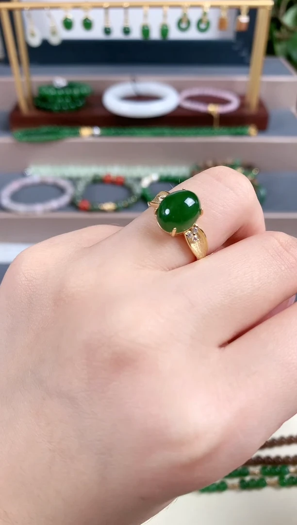 银S925镶嵌戒指和田玉1