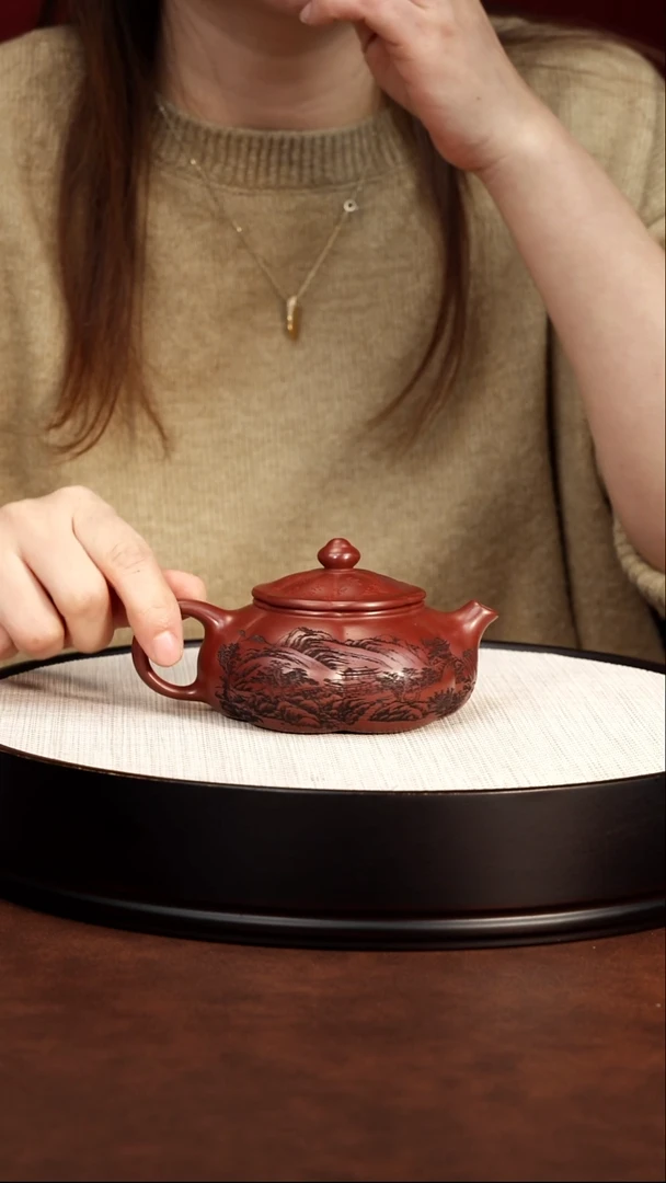 茶壶紫砂宜兴紫砂 筋纹寒江龙血砂 周昌荣 105