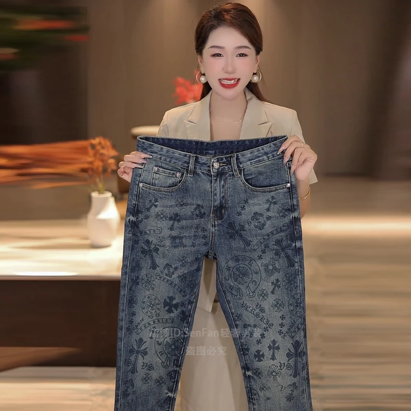 2025秋冬新款高定男士牛仔裤欧货修身小直筒弹力加厚裤子休闲时尚